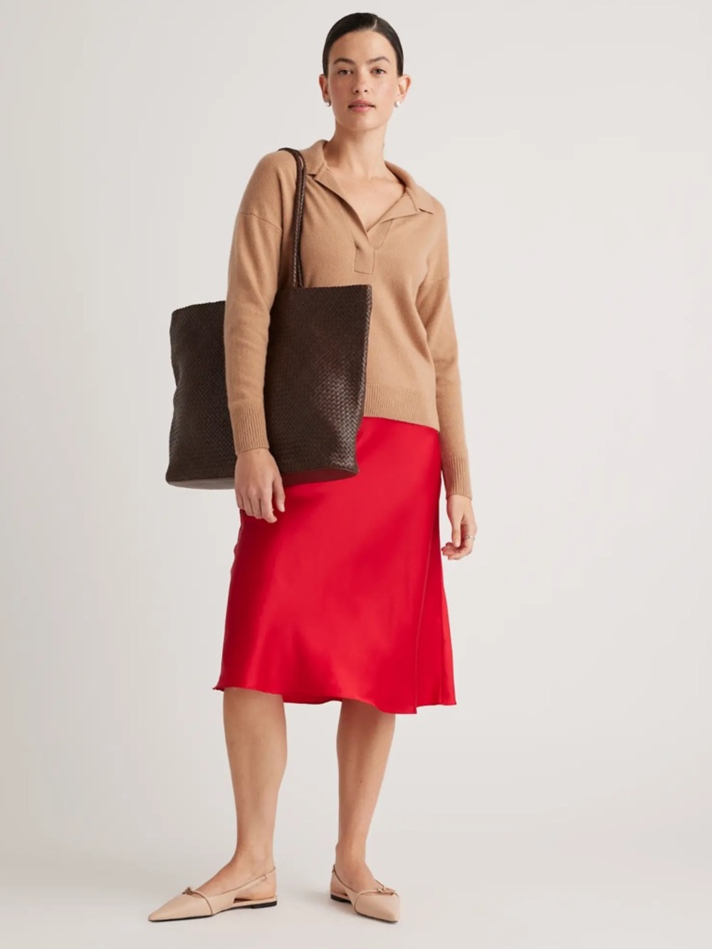 Quince Italian Leather Dark Brown Handwoven Tote Bag - Picture 3 of 9